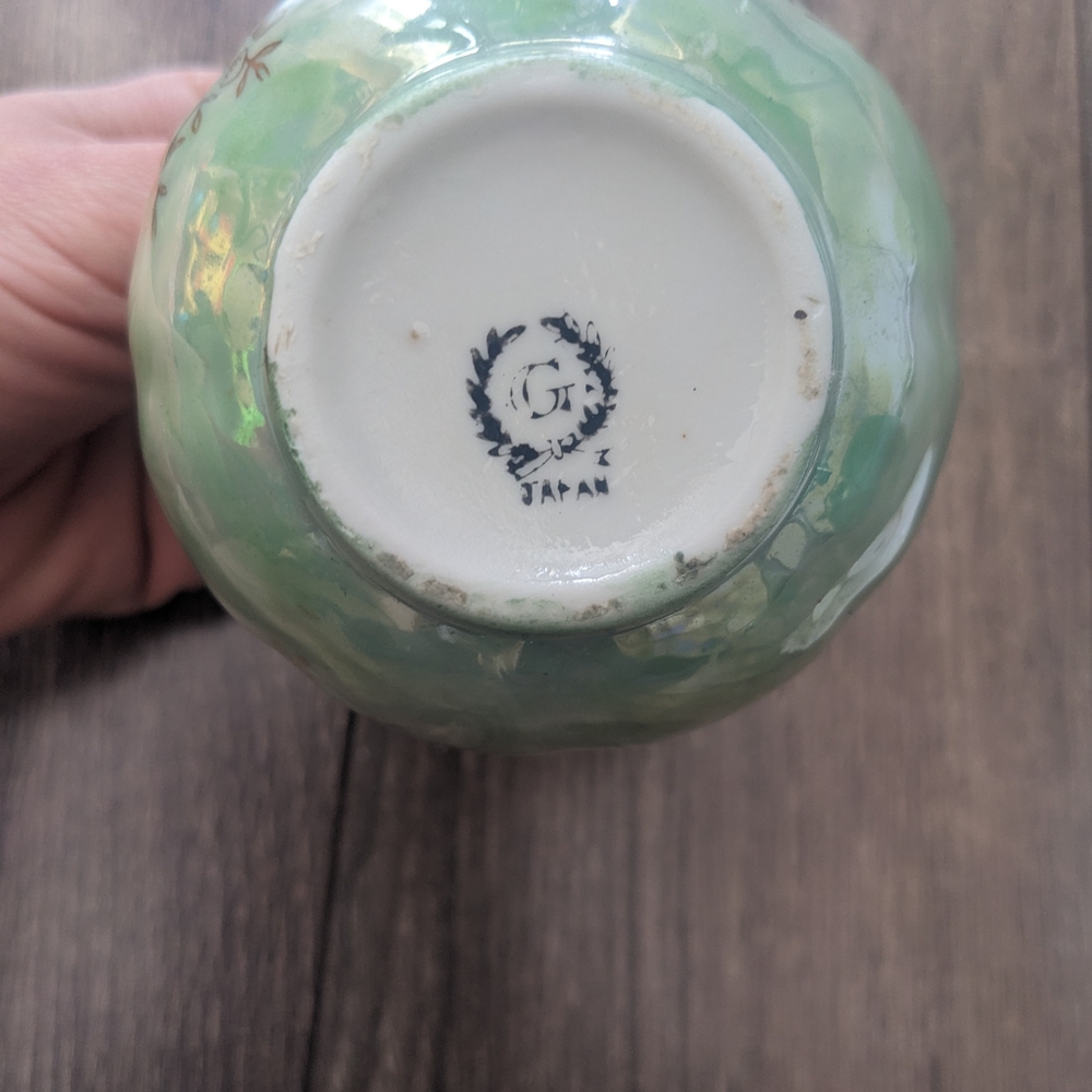 Vintage Green Porcelain Decorative Pitcher with Romantic Scene - Picture 9 of 9